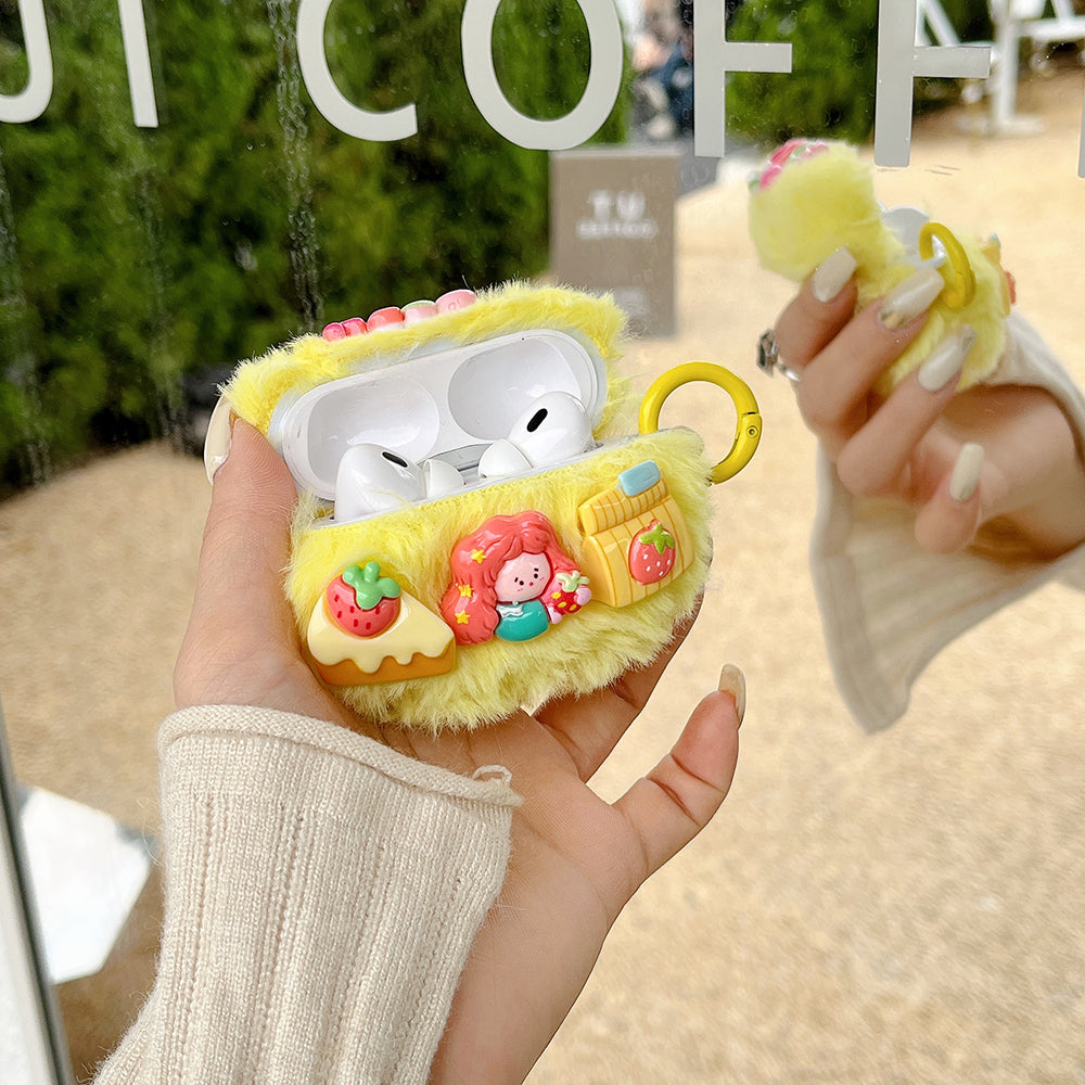 For AirPods Pro 2 / AirPods Pro Cartoon Girl Earphone Case Plush+TPU Protective Cover with Ring Buckle For AirPods Pro 2 / AirPods Pro Cartoon Girl Earphone Case Plush+TPU Protective Cover with Ring Buckle